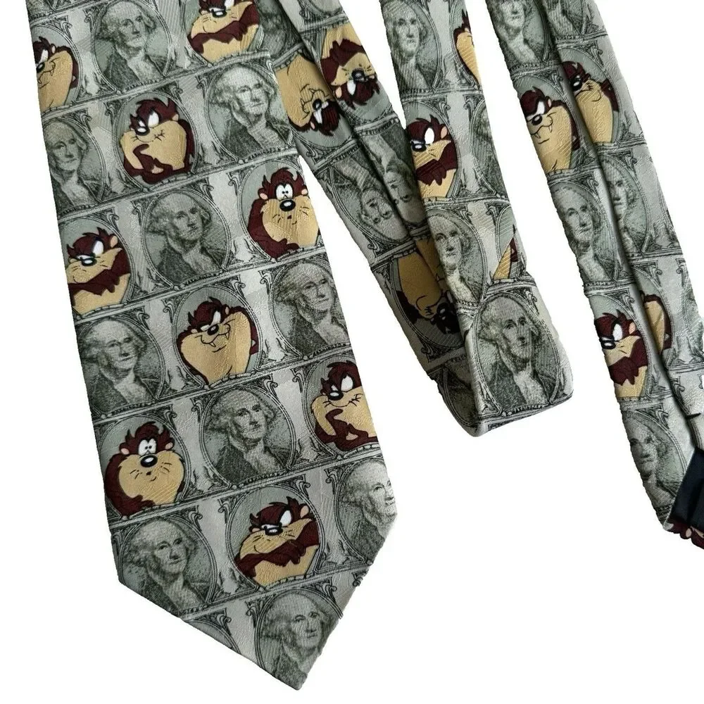 Tasmanian Devil Neck Tie Vintage Looney Tunes Mania Money Tazz George Washington